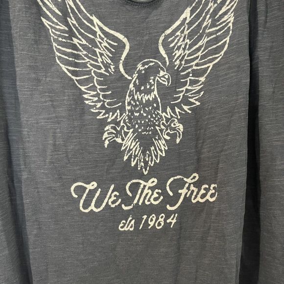 WE THE FREE Jeweled Shirt Women’s Large Gray Studded Eagle Grunge Casual Biker - Picture 3 of 10
